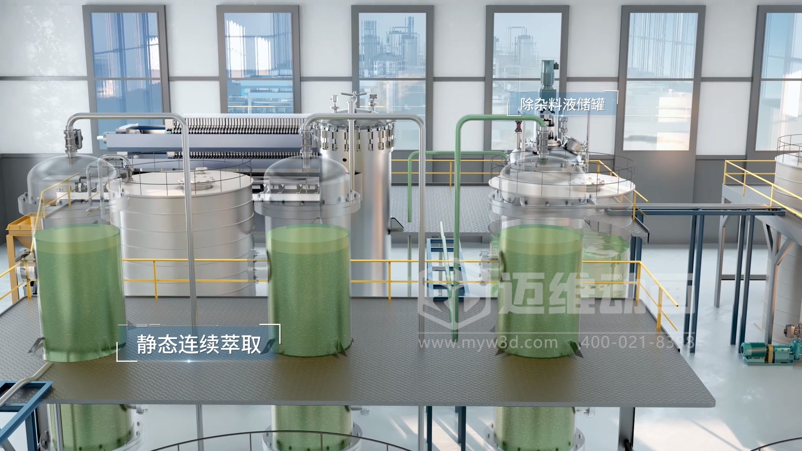 新能源電動汽車電池原料金屬元素生產提取工藝三維動畫展示(圖4)