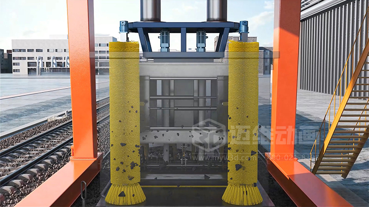 海大機(jī)器人-火車(chē)箱機(jī)器人粘凍煤清車(chē)系統(tǒng)三維動(dòng)畫(huà)(圖4)