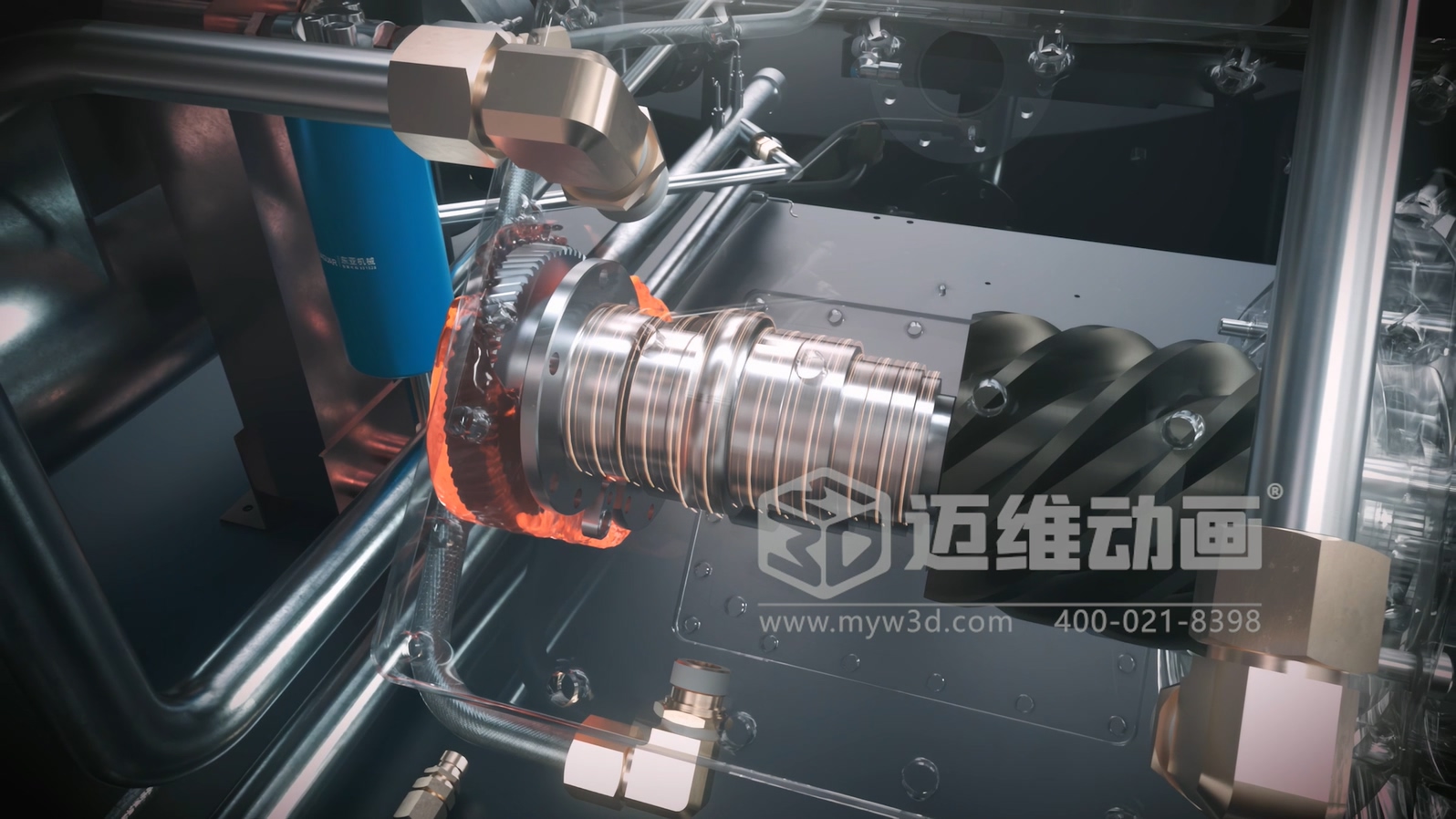 壓縮機 “透視” 震撼來襲！三維動畫拆解內部結構，系統(tǒng)原理看得見，核心材質細節(jié)拉滿！(圖2)