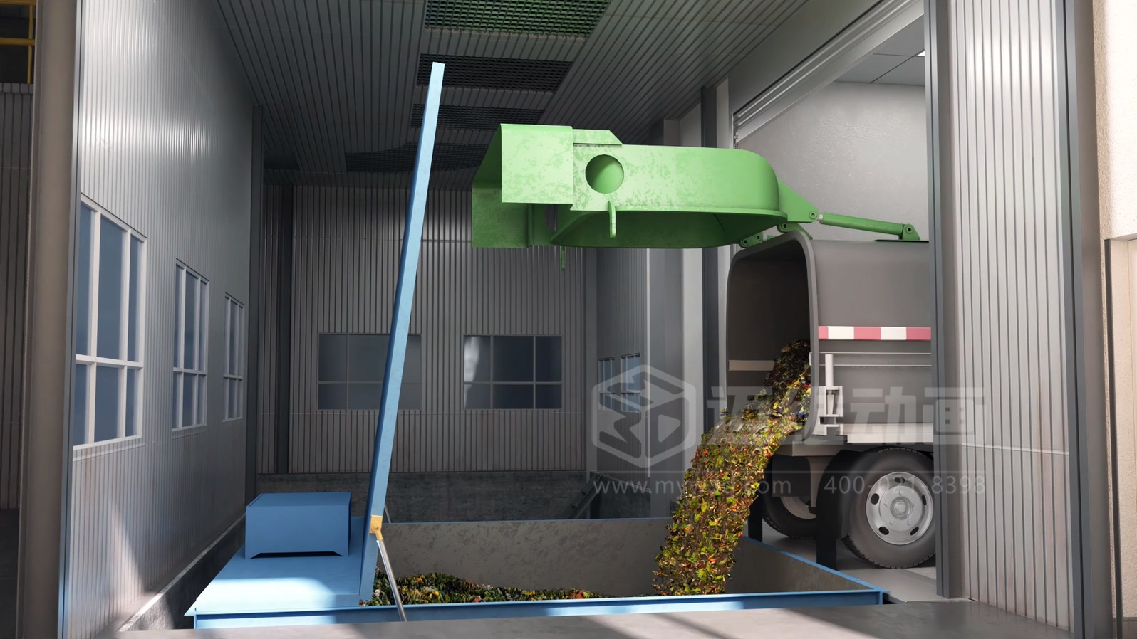 餐廚垃圾處理工藝三維動畫(圖3) 餐廚垃圾處理工藝三維動畫(圖3)