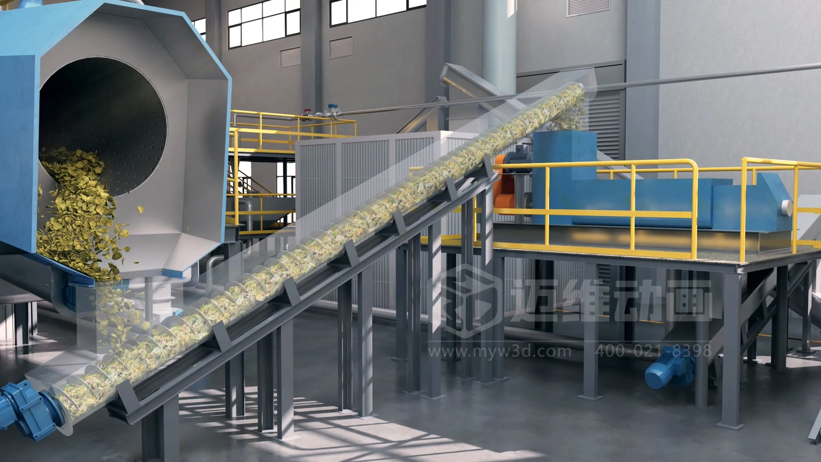 餐廚垃圾處理工藝三維動畫(圖6) 餐廚垃圾處理工藝三維動畫(圖6)